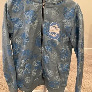 Men's Blue Graphic Zip-Up Hoodie